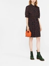 SEE BY CHLOÉ CHERRY PRINT PUFF SLEEVE SMOCKED SHIRT DRESS IN BLACK/RED