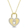 Mimi & Max 1/5 Ct Tw Diamond Heart Lock Pendant With Chain In Yellow Plated Sterling Silver In Silver