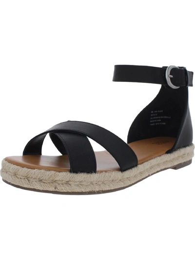 A.n.a. Blaze Womens Suede Ankle Strap Espadrilles In Black
