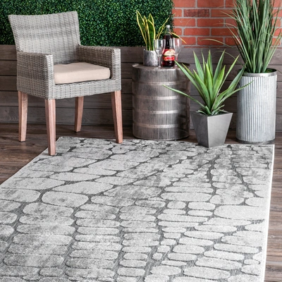 Nuloom Jaycee Textured Stone Indoor/outdoor Area Rug In Grey