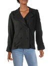 Essue Womens Woven Belted Jacket In Black