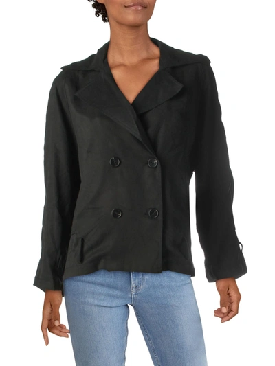 Essue Womens Woven Belted Jacket In Black