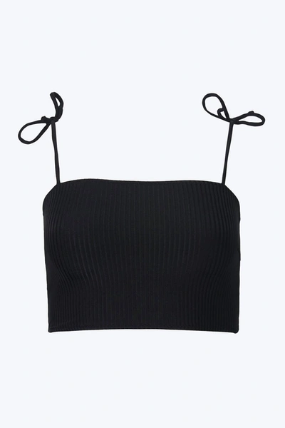 Aniela Parys Ona Longline Ribbed Bikini Top In Black