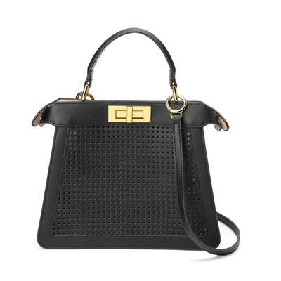 Tiffany & Fred Perforated Smooth Leather Top-handle Bag In Black