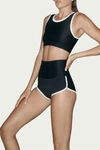 Salt Gypsy Crop Swim Top In Black/white In Black