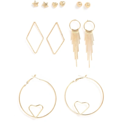 Sohi Pack Of 3 Designer Aesthetic Earrings In Gold