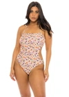 JMP THE LABEL TOKYO STRAPLESS CUT OUT ONE PIECE SWIMSUIT - CACTUS BLOOM PRINT
