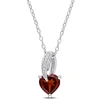 Mimi & Max 1 3/8 Ct Tgw Heart Shape Garnet And Diamond Accent Drop Pendant With Chain In Sterling Silver In Red