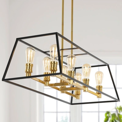 JONATHAN Y LIANE 35" 8-LIGHT FARMHOUSE INDUSTRIAL IRON LINEAR LED PENDANT