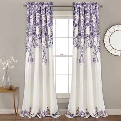 Lush Decor Tanisha Light Filtering Window Curtain Panels Purple/gray 52x108+2 Set In Blue