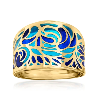 Ross-simons Italian Blue Enamel Ring In 14kt Yellow Gold In Multi