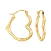 Ross-simons 14kt Yellow Gold Heart Outline Hoop Earrings In Gold