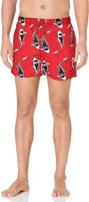 HUGO BOSS MEN'S FISH ANIMAL PRINT DRAWSTRINGS WAIST SWIM SHORTS IN RED