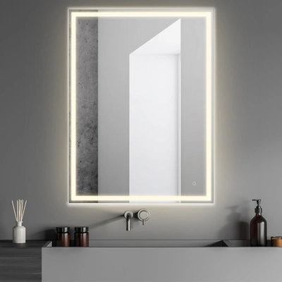 Jonathan Y Rectangular Frameless Anti-fog Aluminum Front/back-lit Tri-color Led Bathroom Vanity Mirror With Sma