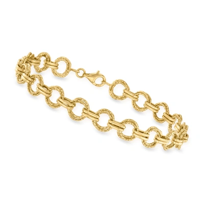 Canaria Fine Jewelry Canaria 10kt Yellow Gold Diamond-cut And Polished Circle-link Bracelet