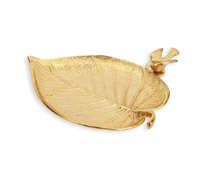Classic Touch Decor Gold Leaf Tray With Bird - 9"l X 8"w