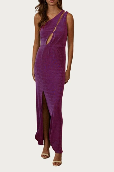 Endless Blu. One-shoulder Stretch-jersey Cutout Maxi Dress In Orchid In Purple