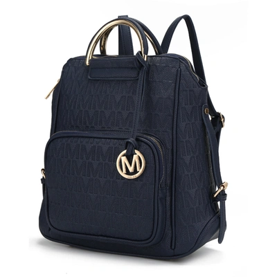 Mkf Collection By Mia K Torra Milan "m" Signature Trendy Backpack In Blue