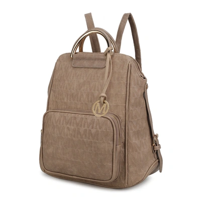 Mkf Collection By Mia K Torra Milan "m" Signature Trendy Backpack In Beige