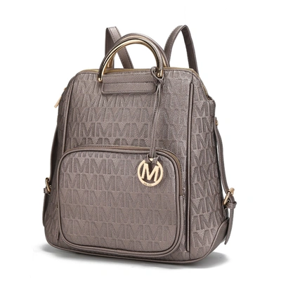 Mkf Collection By Mia K Torra Milan "m" Signature Trendy Backpack In Grey
