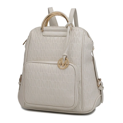 Mkf Collection By Mia K Torra Milan "m" Signature Trendy Backpack In White
