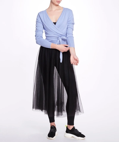 Marchesa Athleisure Anne Wrap Sweater In Blue