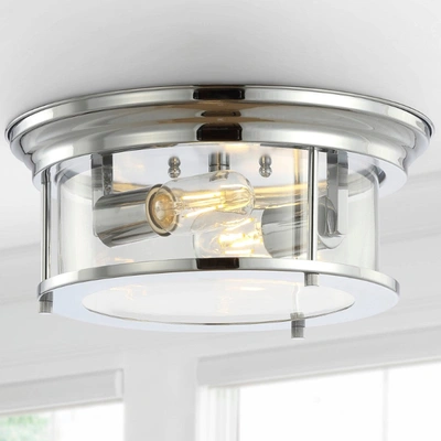 Jonathan Y Lauren 13.25in Metal Glass Led Flush Mount