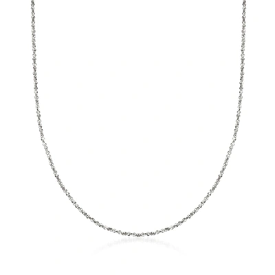 Ross-simons Italian 1mm 14kt White Gold Crisscross Chain Necklace In Silver