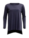 EILEEN FISHER BALLET NECK LONG SLEEVE TOP IN BLUE SHALE