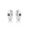 Max + Stone 14k White Or Yellow Gold Small 2.5mm Round Gemstone Huggie Hoop Earrings In Purple