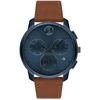Movado Men's Bold Thin Blue Dial Watch In Blue/brown