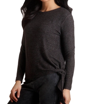 French Kyss Ellie Side Tie Kashmira Sweater In Charcoal In Black