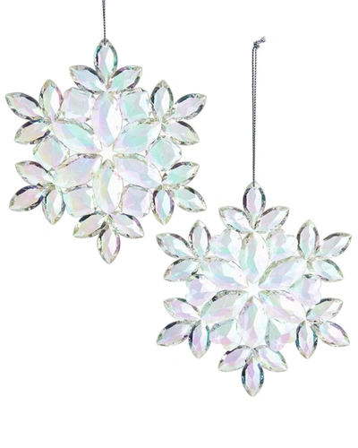 Kurt Adler 5in Clear/iridescent Snowflake Ornament Set Of 12