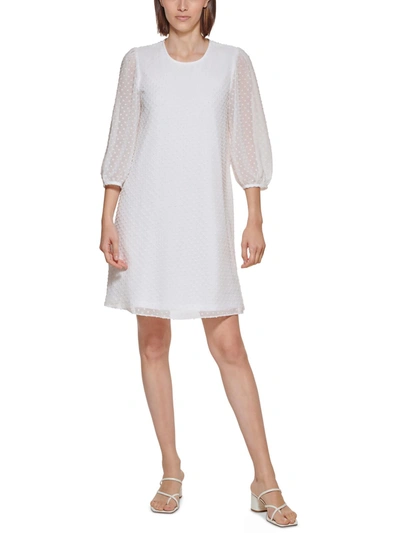 Calvin Klein Womens Clip-dot Knee-length Shift Dress In White