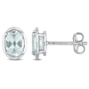 Mimi & Max 1 1/5ct Tgw Aquamarine Bezel Style Oval Stud Earrings In Sterling Silver In Green
