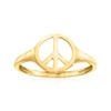 Ross-simons 14kt Yellow Gold Peace Sign Ring In Gold