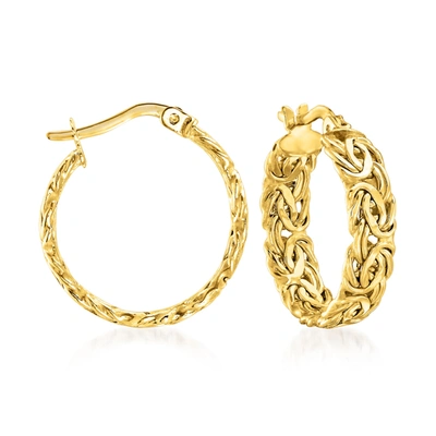 Canaria Fine Jewelry Canaria 10kt Yellow Gold Small Byzantine Hoop Earrings