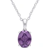 MIMI & MAX 2 1/2CT TGW OVAL SIMULATED ALEXANDRITE SOLITAIRE CLASSIC BASKET SETTING PENDANT WITH CHAIN IN STERLI