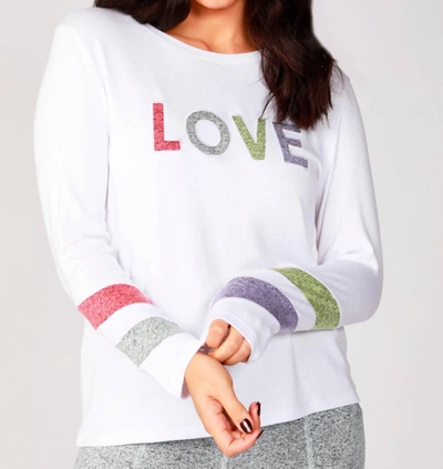 French Kyss Multi Love Crew Top In White