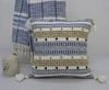 Vibhsa Designer Striped Pillow With Mini Poms And Tassels