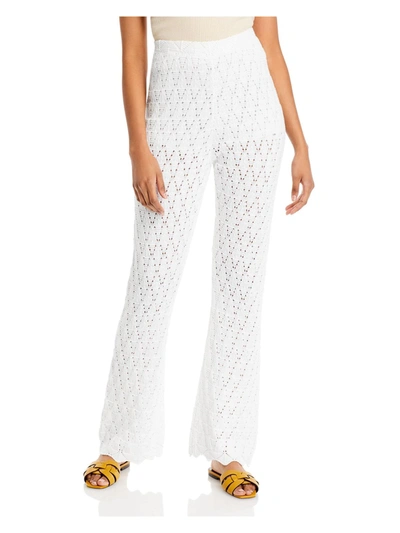 Wayf Womens High Rise Open Stitch Straight Leg Pants In White
