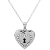 Fremada Sterling Silver With Crystals Keyhole Heart Locket Pendant Necklace (18 Inch) In Silver