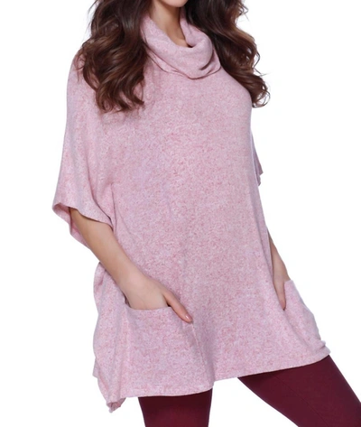 French Kyss Harper Kashmira Cowl Neck Poncho In Rose In Pink