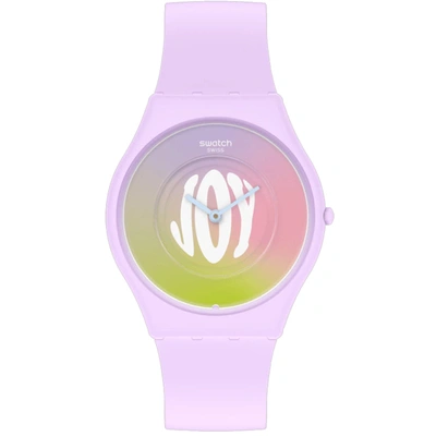 Swatch Time For Joy Quartz White Dial Ladies Watch Ss09v101 In Blue / Purple / White