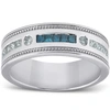 Pompeii3 1/2 Ct Mens Blue Diamond Princess Cut Wedding Ring 10k White Gold In Multi