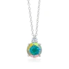 Nicole Miller Platinum Overlay Over Sterling Silver Round Gemstone Pendant Necklace With Cz Accents On 18 Inch Adj In Multi