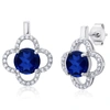 Max + Stone Genuine White Topaz Clover Stud Earrings With 7mm Gemstone In 925 Sterling Silver In Blue