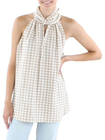 Anne Klein Womens Halter Gingham Tank Top In Multi