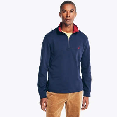 Nautica Mens Quarter-zip Sweatshirt In Blue