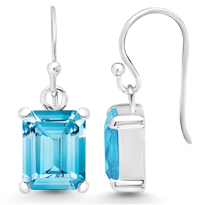 Max + Stone Sterling Silver 8x10 Emerald Cut Gemstone Earring